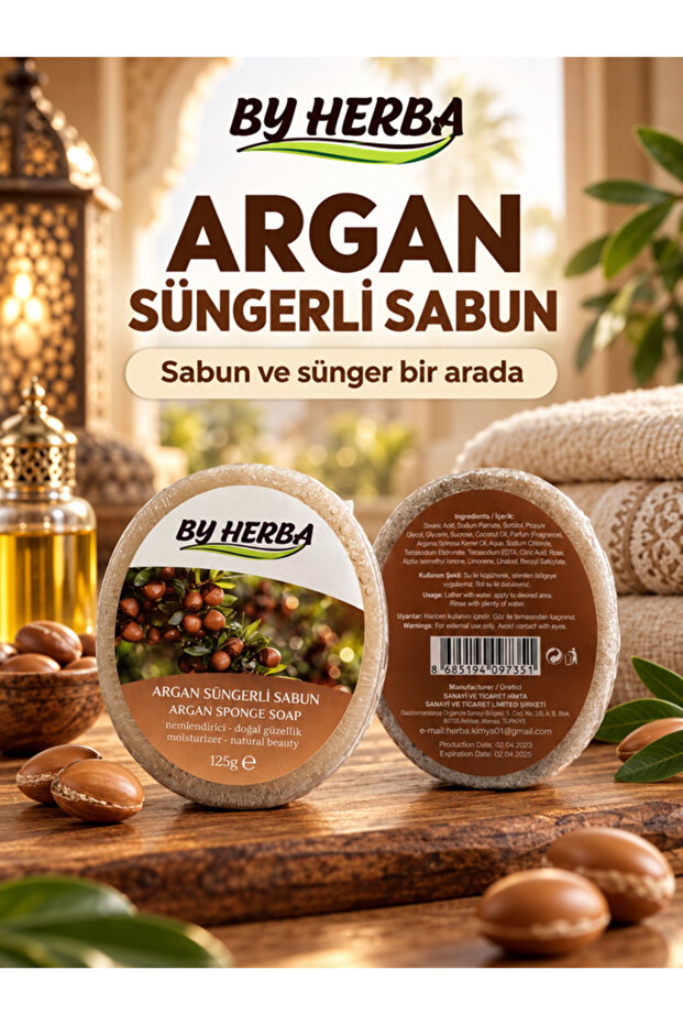 Argan Oil Natural Glycerin Sponge Soap Peeling Effective Shower Pleasure Moisturizing Solid Shower Gel Purifying Smoothing Body Bath Soap 130Gr