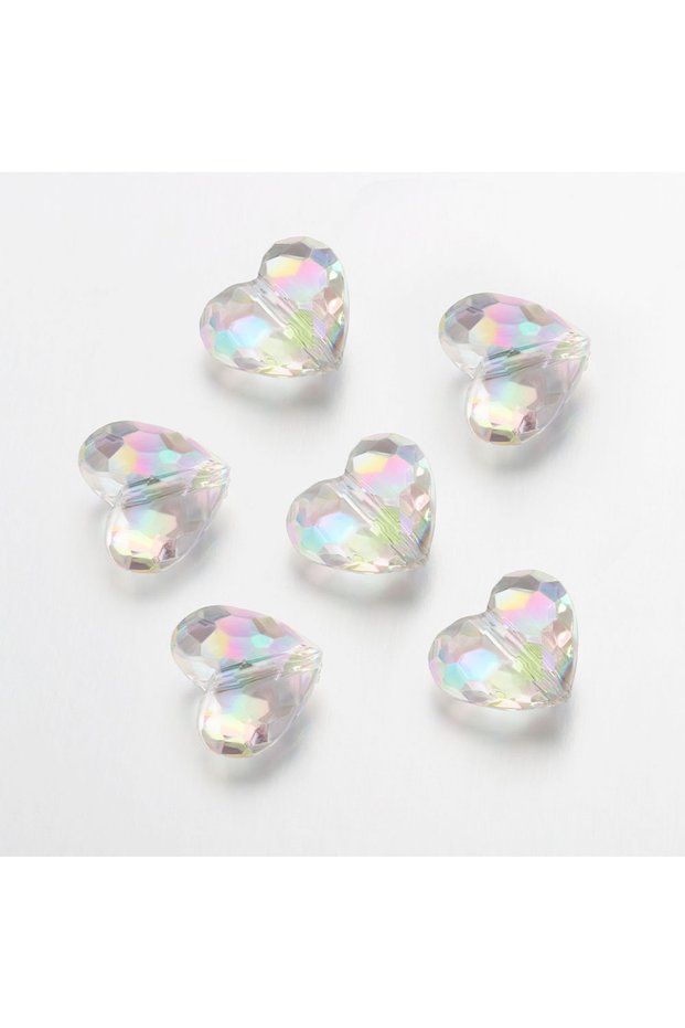 Transparent 20pcs Acrylic Love Heart Beads Shiny Crystal Loose Spacer Beads for Necklace Bracelet Je