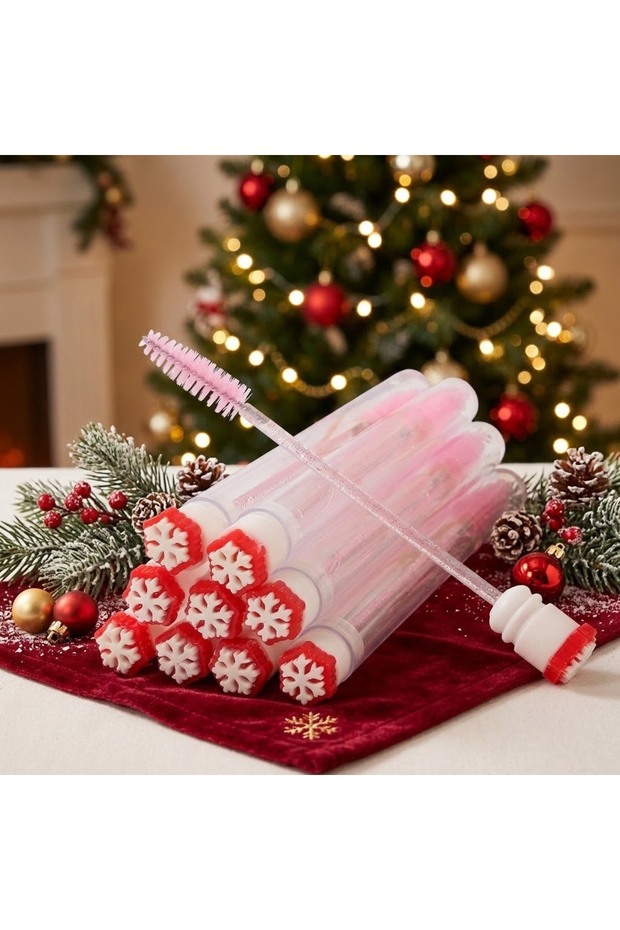 Christmas snowflake 10pcs Christmas Eyelash Brushes Set - Santa Snowflake Design Mascara Wand, Eyebr