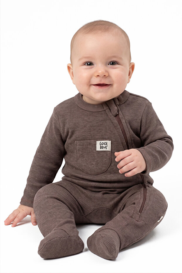 Baby Boy Cool Boys Smoked Zippered Jumpsuit 0-3 Months