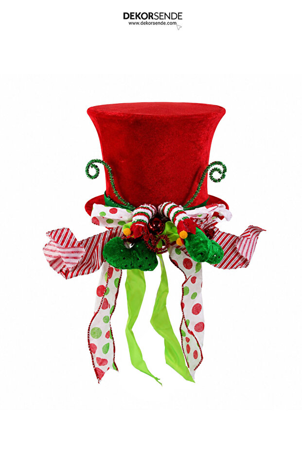 Christmas Ornament Elf Standing Top Hat Red 40 cm