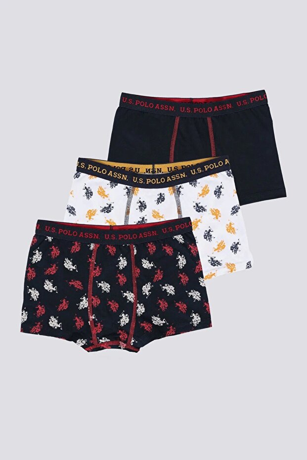 U.S. Polo Assn Boys' Single Jersey 3-Pack Boxer Black