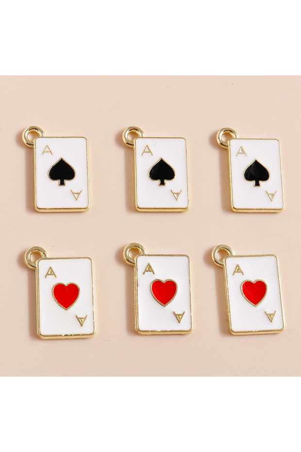 mix style 10pcs Creative Heart Ace Poker Charms Pendants for DIY Jewelry Making Accessories Handmade