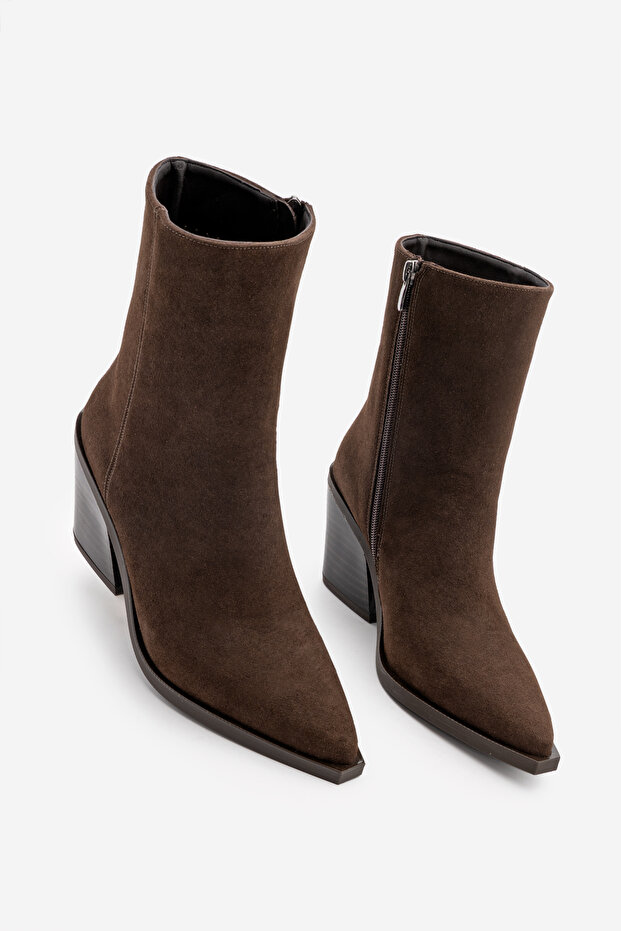 Women's Cowboy Pointed-Toe Western Boots Forne Brown Suede