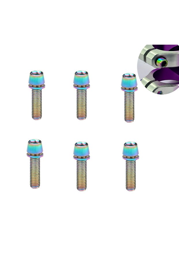 Multicolor 6PCS Bike Stem M5 Alloy Steel Bolts, Bicycle Stem Bolts Screws, M5*18mm Steel Bolts for
