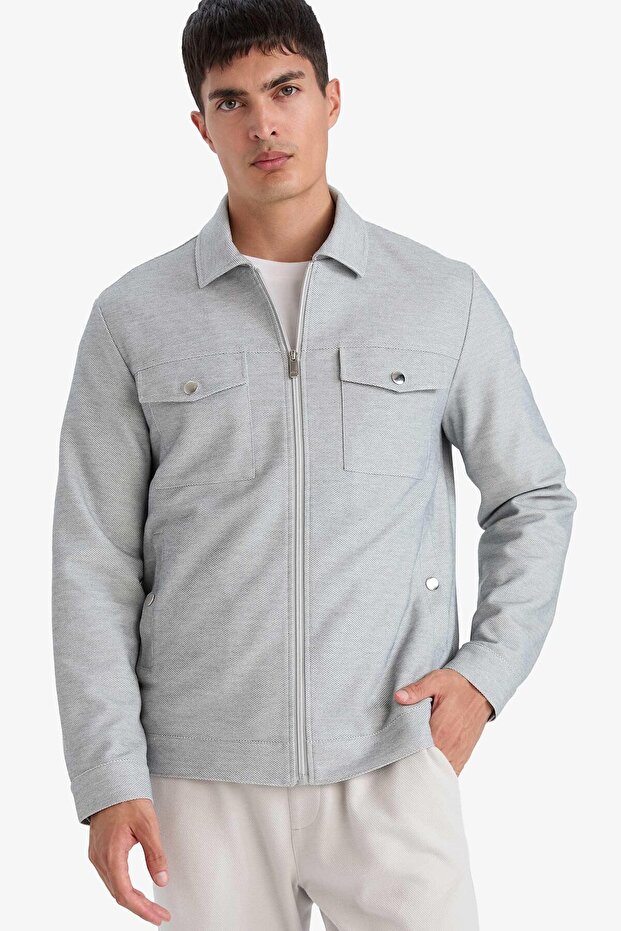 Slim Fit Slim Fit Polo Neck Zipper Coat D7533Ax25Sp