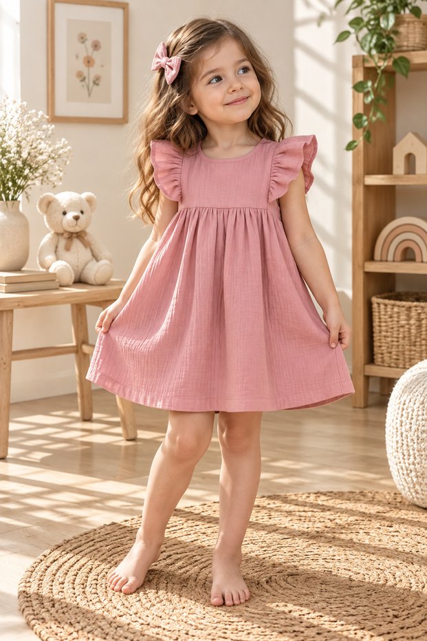 Girls' Muslin Dress Sleeveless Ruffle Summer Dress