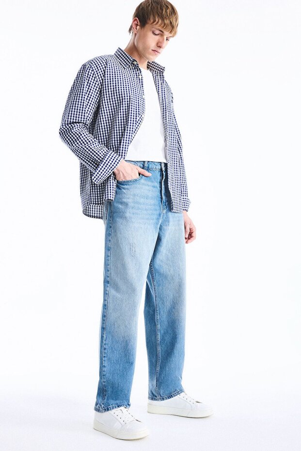 Baggy Fit Regular Waist Wide Leg Jean Trousers I2149Ax26Hs