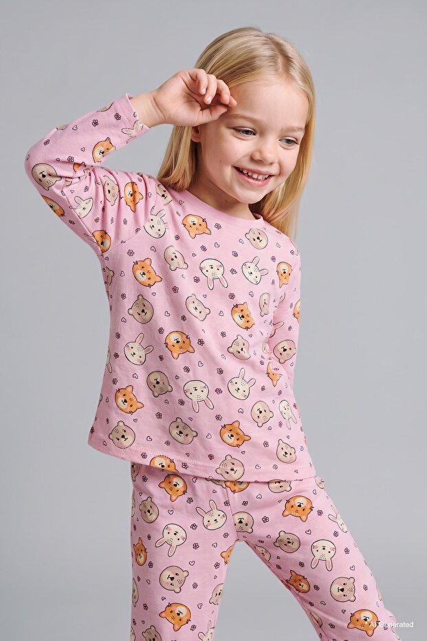 100% Cotton Patterned 2-Piece Pajama Set for Baby Girl I3902A526Au