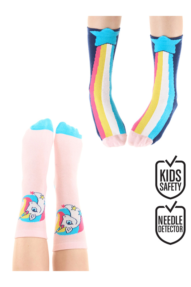 Rainbow Star Unicorn Girls' 2-Piece Sock Set