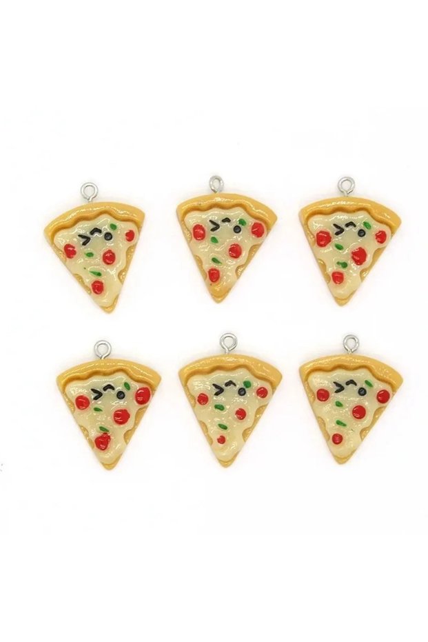 10pcs 10pcs Cute Resin Triangle Pizza Food Charms Diy Cartoon Foods Keychains Earring Pendants Acces