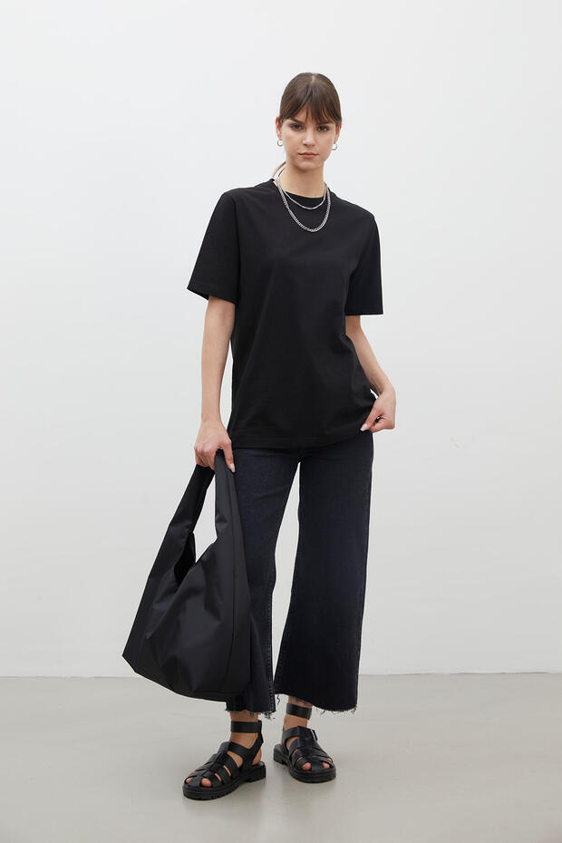 SHORT SLEEVE FIT COTTON T-SHIRT BLACK