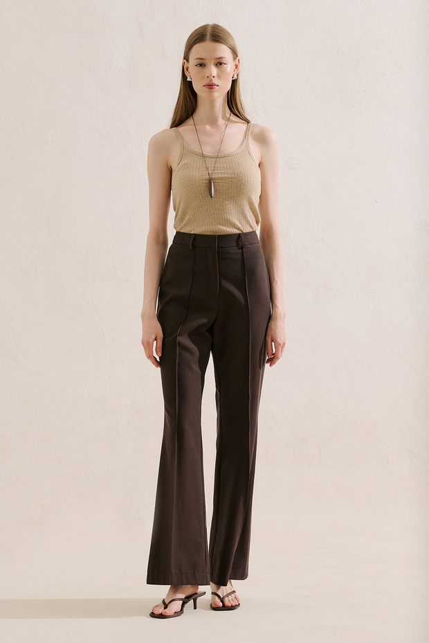 Classic Long Wide-Leg Pants Brown