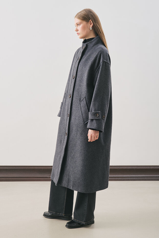 Rai Oversized Coat Dark Blue