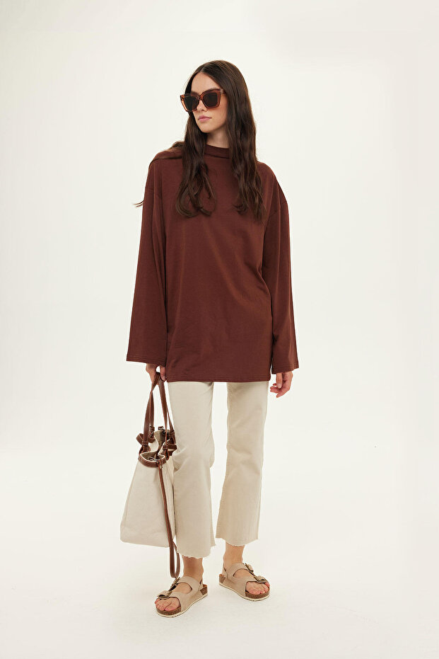 Wide Sleeve Oversize Tshirt Chocolate