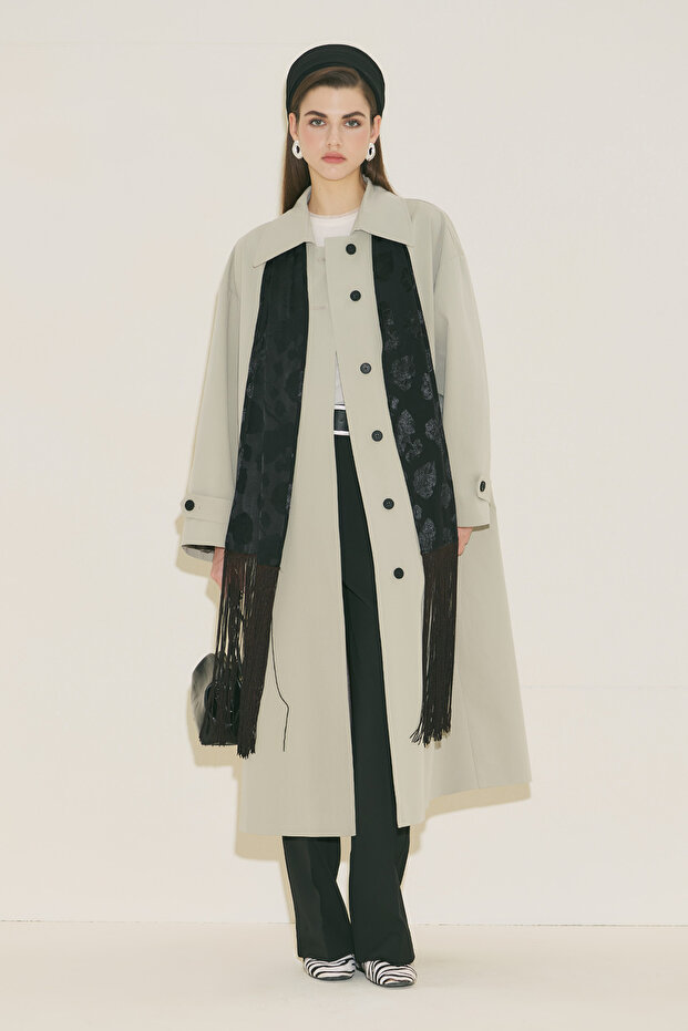 Malene Buttoned Trench Coat Green