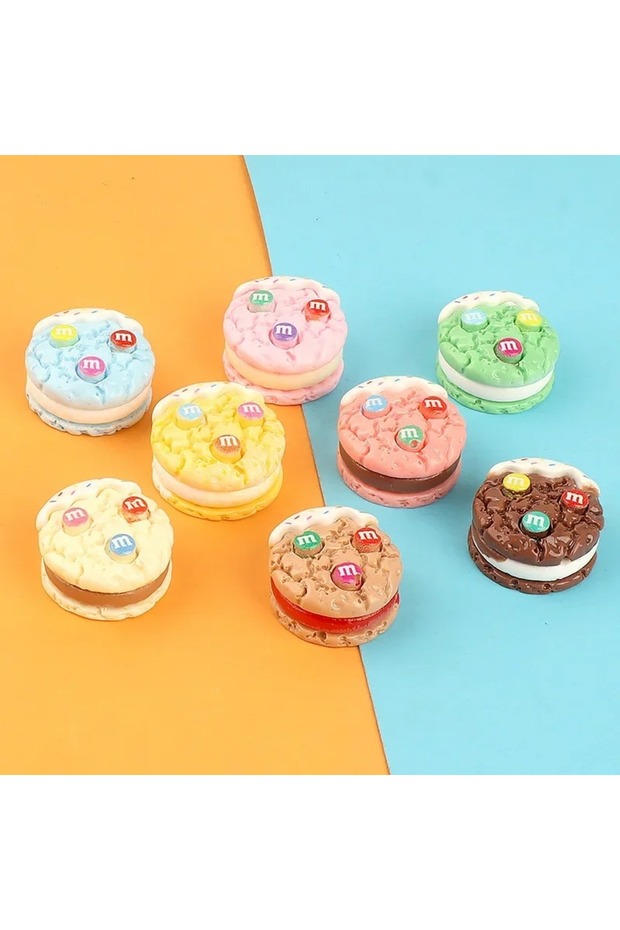 10pcs mix New 3D Macaron Biscuits Miniatures Resin Figure Cabochon Flatbacks Material Kawaii Accesso
