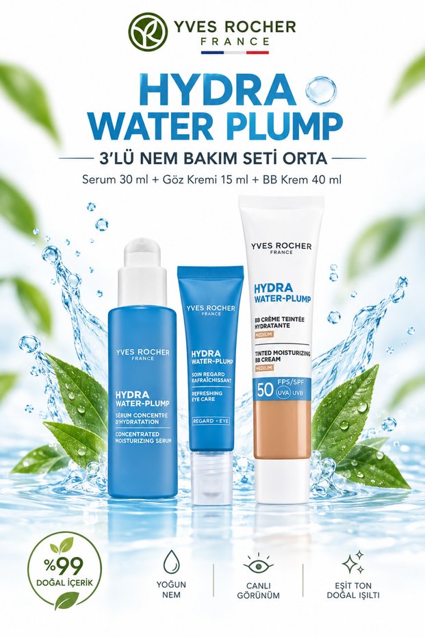 Medium Tone Bb Cream Spf50 40 ml Hydra Water Plump 3-Piece Moisture Care Set Serum 30 ml Eye Cream 15 ml