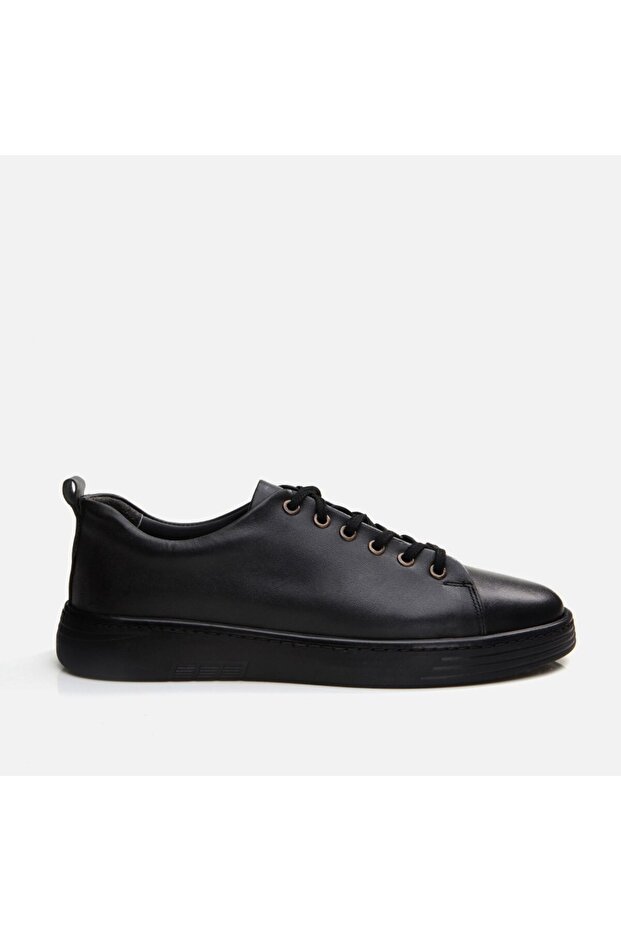 Men's black genuine leather casual shoes