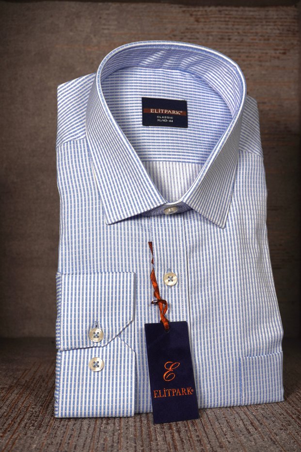 Vertical Dashed Striped Long Sleeve Cotton Pocket Premium Men's Shirt