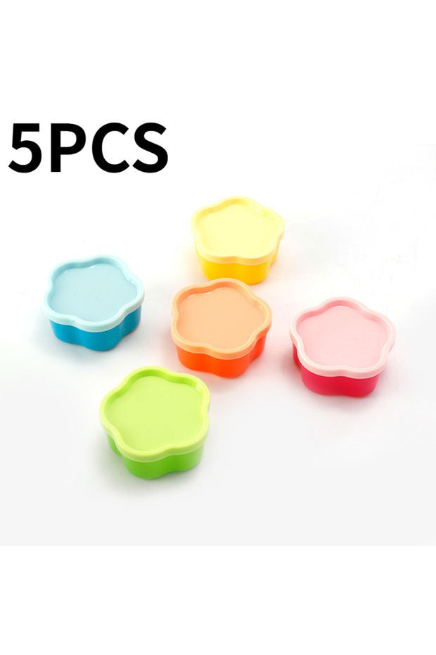 5PCS Flower 5PCS Mini Lunch Box Condiment Storage Box With Lids Reusable Salad Dressing Jam Containe