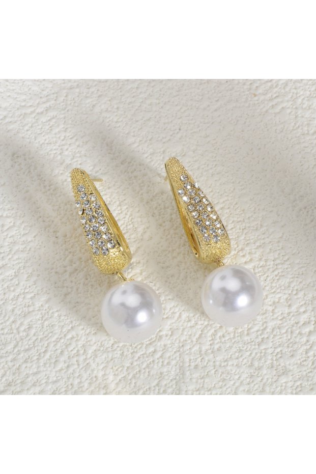 WC5257-1 Fashion Sparkling Inlaid Zirconia Imitation Pearl Pendant Earrings Ladies Exquisite Luxury