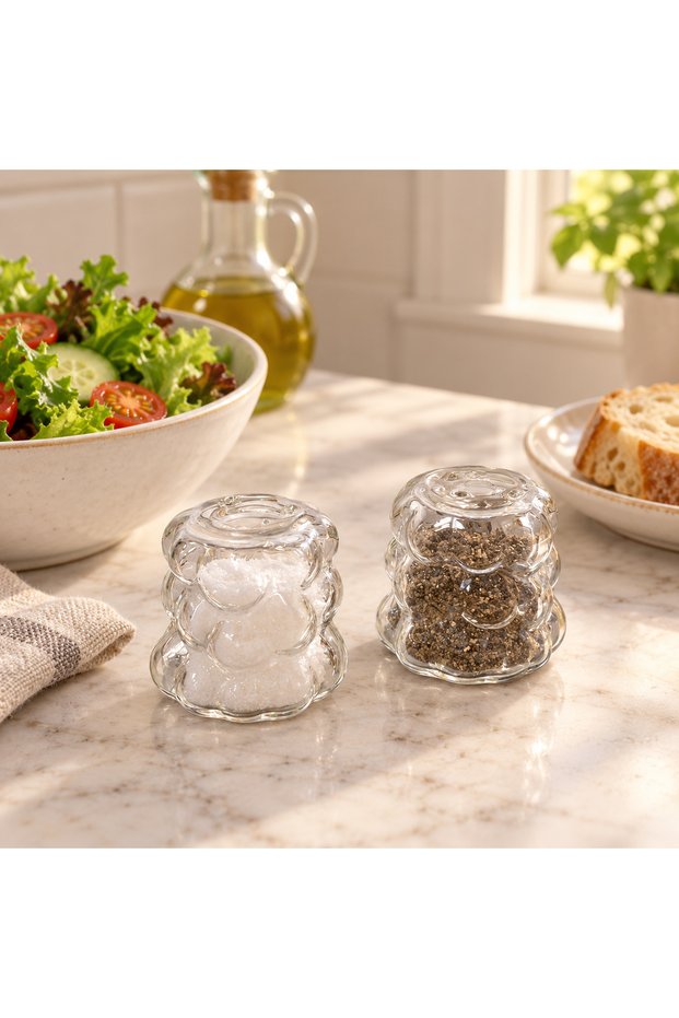 Glass Bubble Patterned 2-Piece Salt Shaker (5 cm)