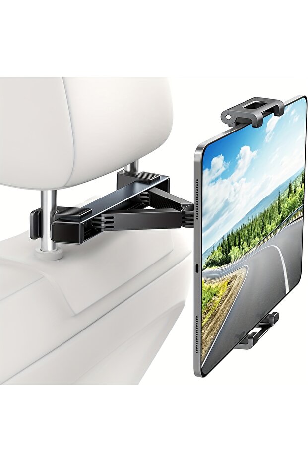 black 360 Degree Rotation Car Phone Holder & Tablet Mount for Rear Seat - High Quality & Comfortable