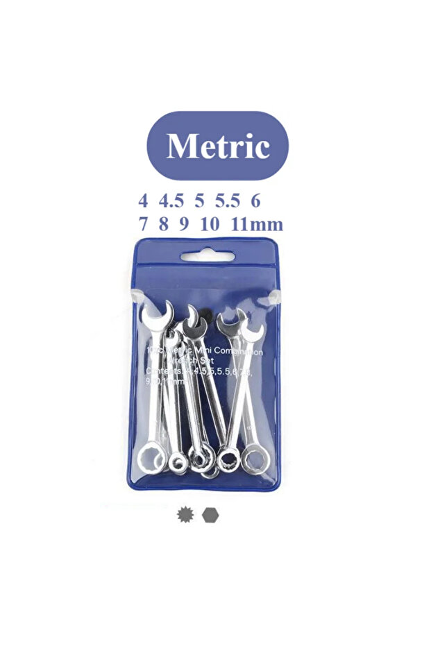 Metric 10Pcs 45# Steel Mini Ratchet Wrench Set 4-11mm Metric & Imperial Double Ended Open End Combin