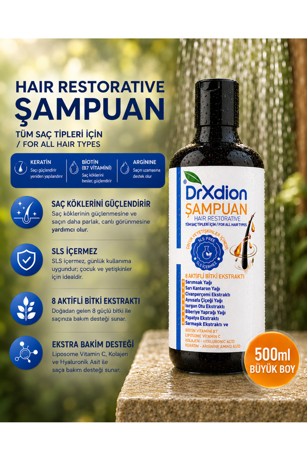 High Anti-Shedding and Damaged Hair - 8 Balanced Herbal Actives (Sls-Free) - Restorative Hair Care Shampoo (500 ml)