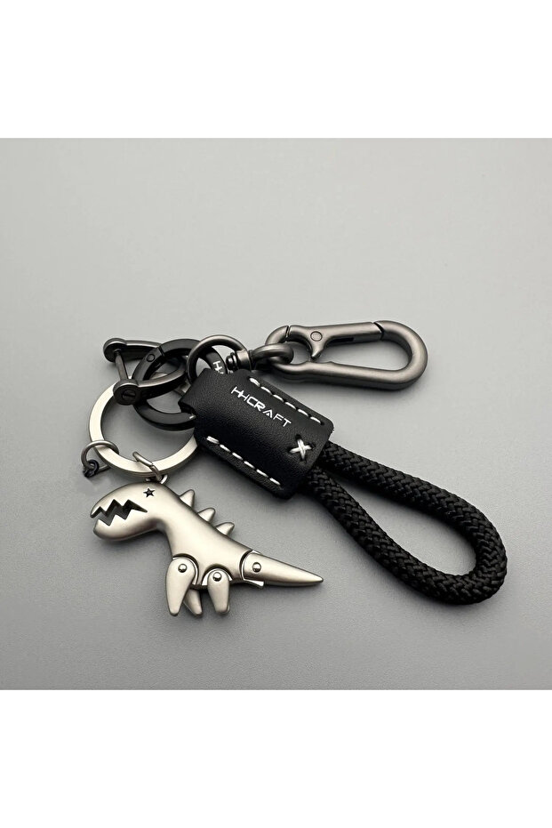 Style 1 Premium Woven Leather Metal Dinosaur Keychain for Motorcycle Car Handbag Backpack Pendant Gi