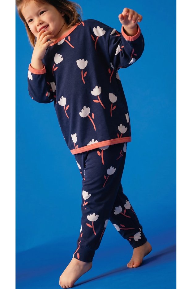 Patterned Long Sleeve Baby Set 0-3 Years Old Navy Blue Navy Blue