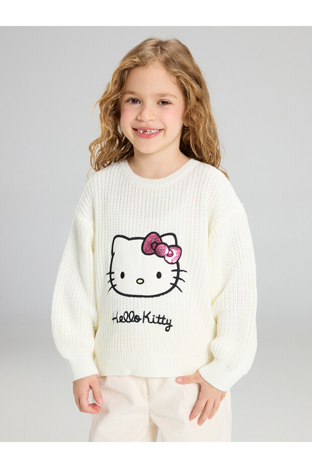 Alita City Lcw Kids Ecru Hello Kitty Printed Girls' Sweatshirt with a Difference