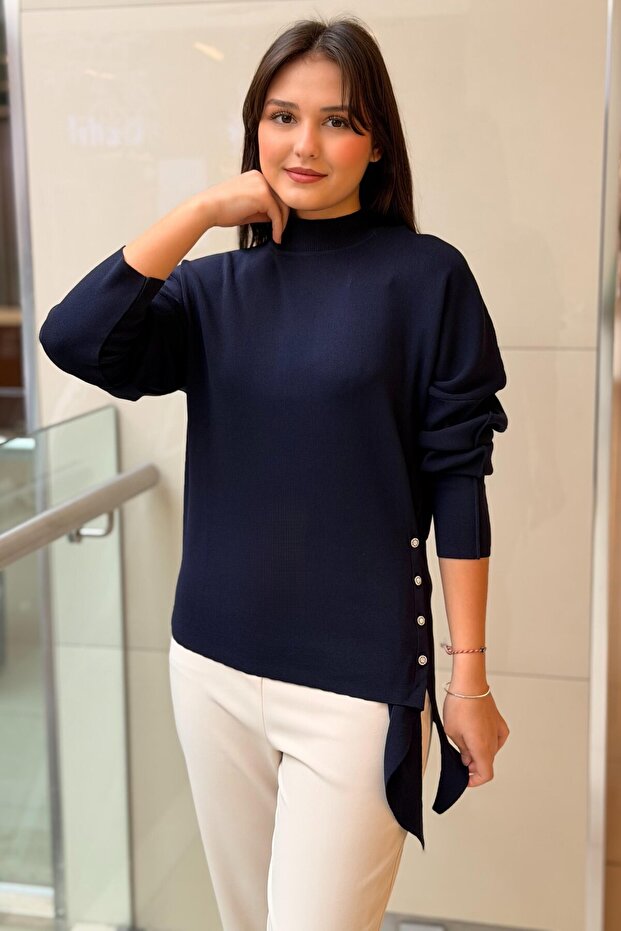 Knitwear Tunic with Side Button Detail