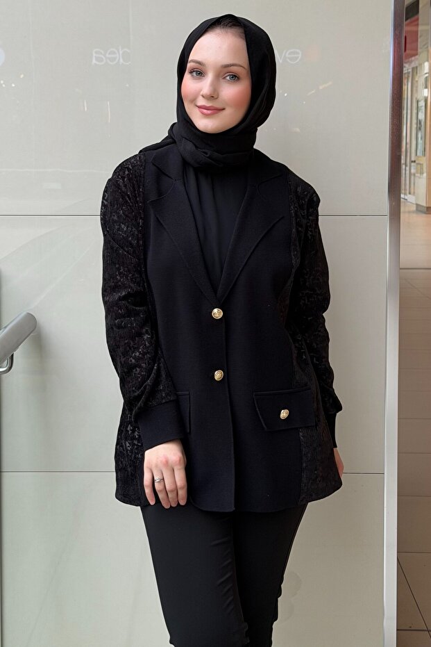Knitwear Velvet Combination Jacket Cardigan