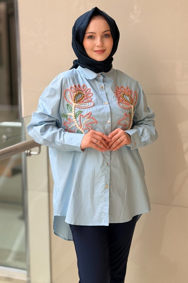 Knitted Embroidered Cotton Shirt