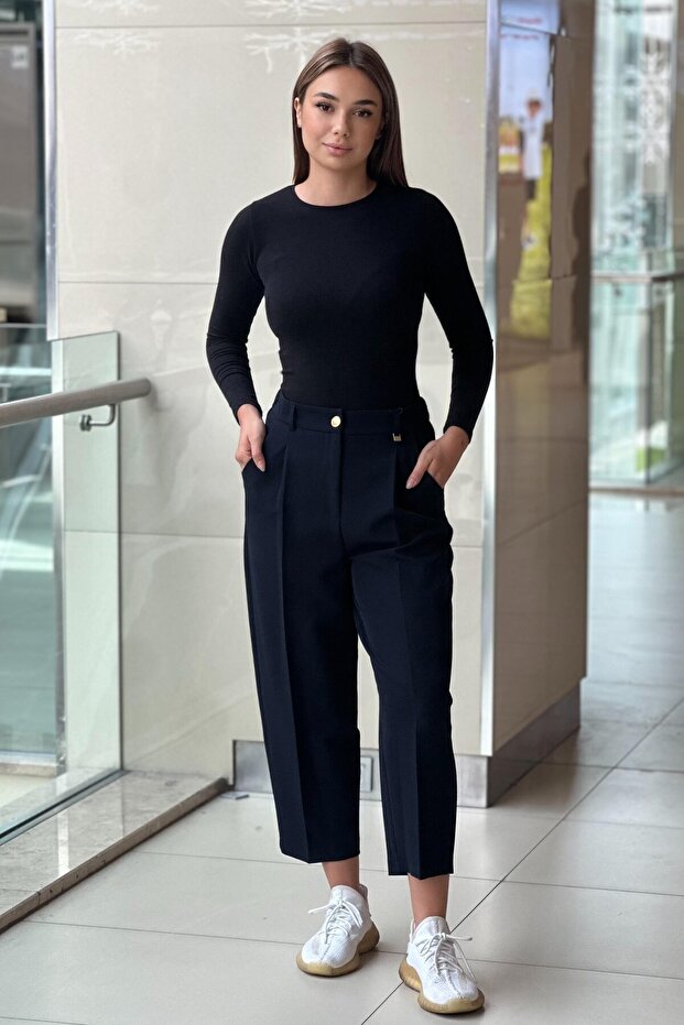 Sentez Roman Pleated Trousers with Elastic Back