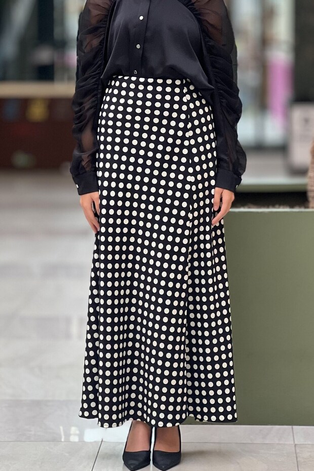 Printed Bias Skirt with Elastic Waist