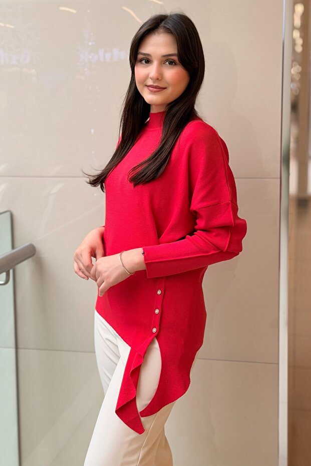 Knitwear Tunic with Side Button Detail