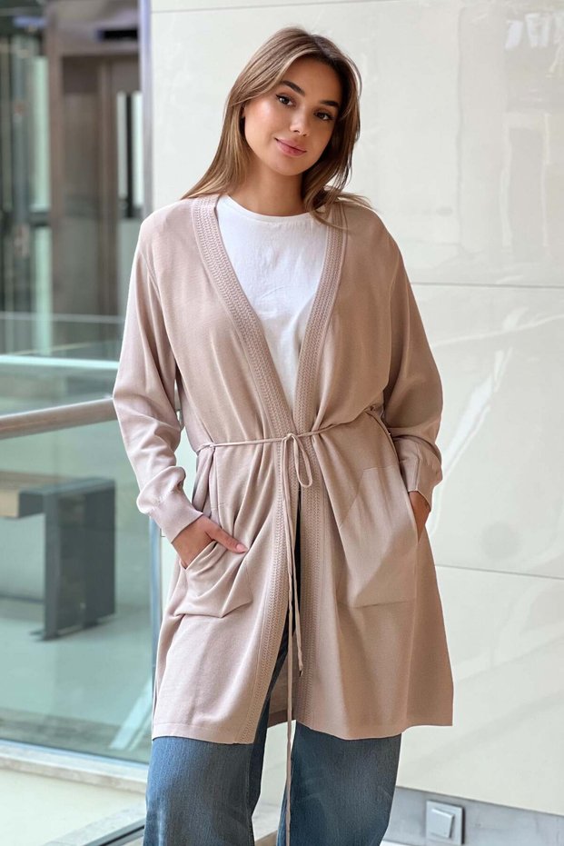 Open-Front Mercerized Cardigan