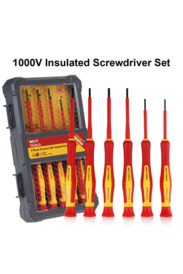 Red 6 In1 Precision Screwdriver Bit 1000V Insulated Phillips Slotted Screw Driver Magnetic Multifunc