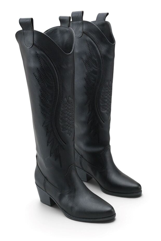 Women's Umke Cowboy Boots - Black-Leather