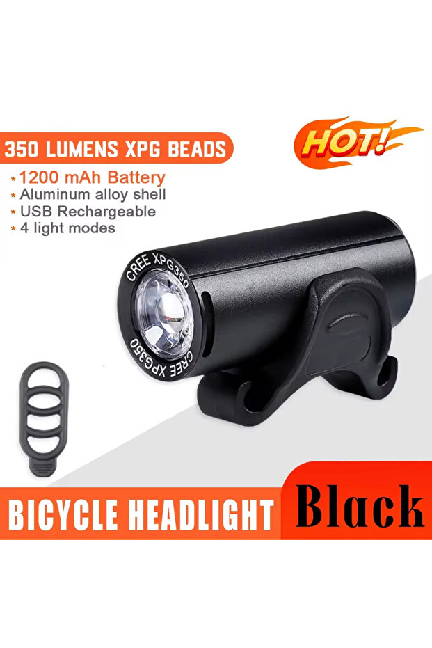 Black Bike Front Light Mini Flashlight for Bike USB Rechargeable Waterproof XPG LED Bicycle Headligh