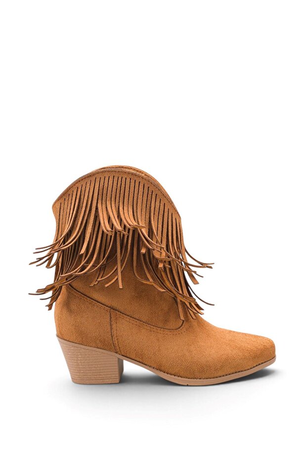 Women's Pesus Tassel Detail Short Heels Tan Suede Ko - Tan