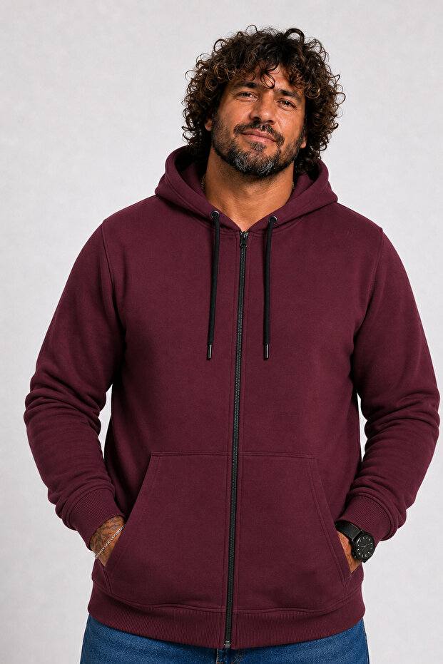 Large Size Unisex Hooded 3Ip Sweat 11701 Murdum