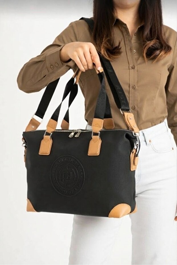 Women's Black-Tan Hand and Shoulder Bag Large Size-Bb