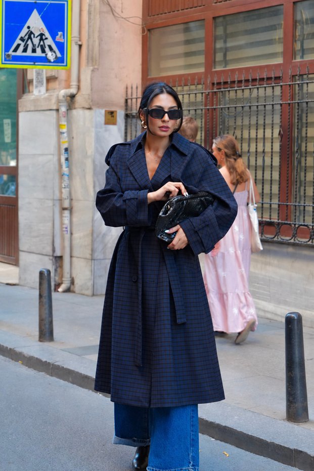 Plaid Patterned Premium Trench Coat