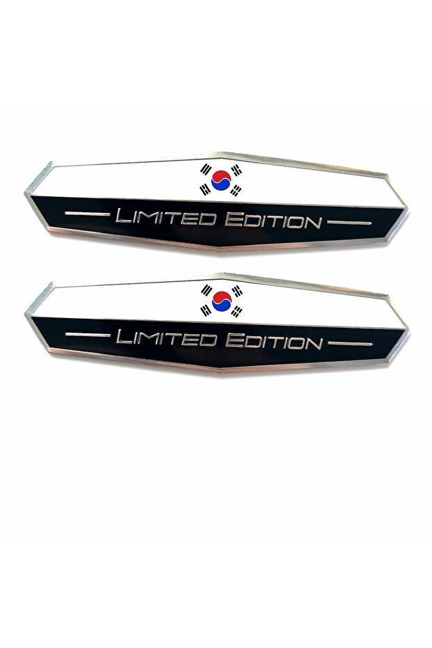 A 2pc Limited Edition South Korea National flag Aluminium Adhesive Emblem Rear Trunk Badge Fender St