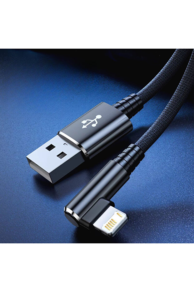 1.5m Black 90 Degree Elbow Fast Charging USB Cable for iPhone 13 14 Pro Max 11 12 mini X XR XS 6S 7