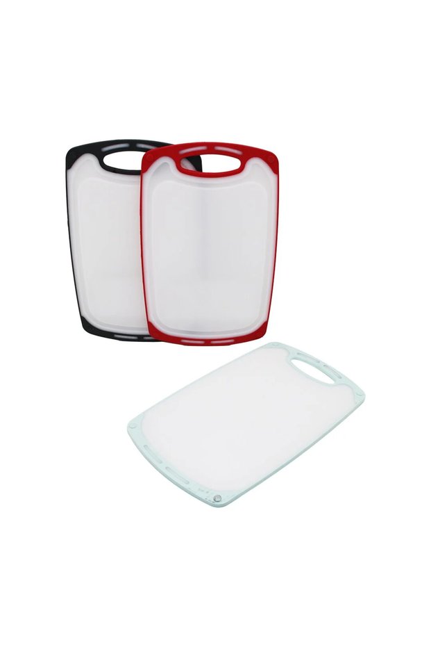 40X24Cm Large Plastic Cutting Board with Non-Slip Silicone Edge - 10mm Thickness